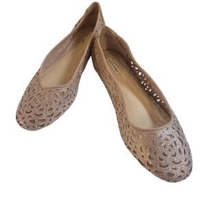 Alex Marie Altana Metallic Laser-Cut Light Pink Rhinestone Flats, sz. 10